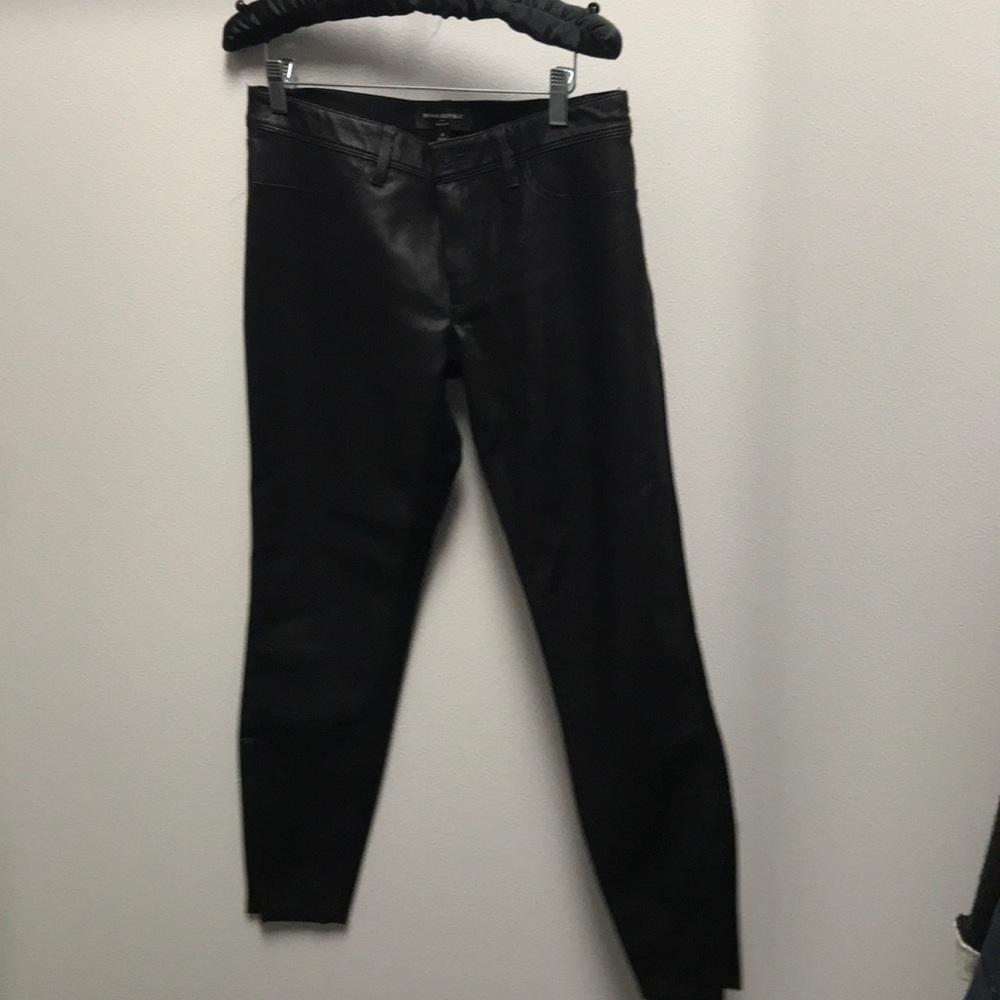 Black jeans with faux leather front